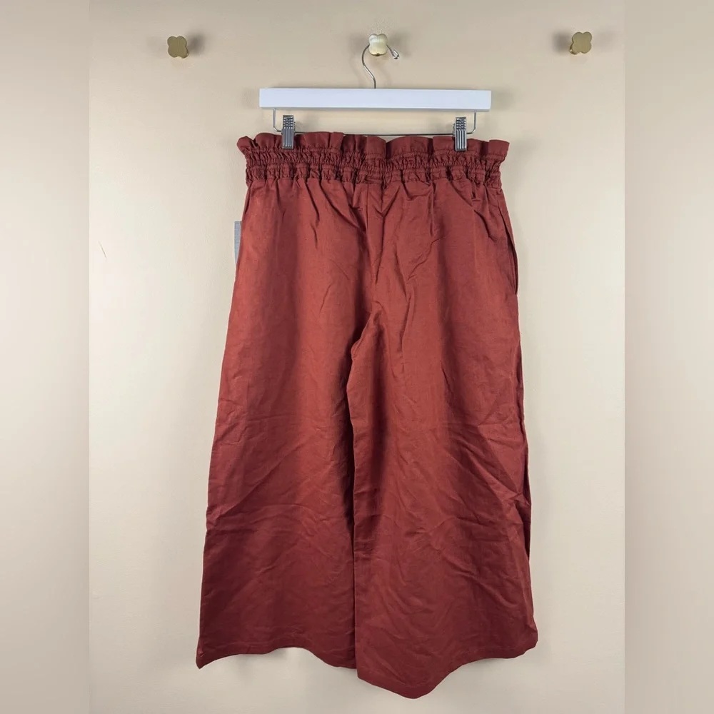 Anthropologie Petite Linen Blend Wide Leg Pants - Picture 4 of 4